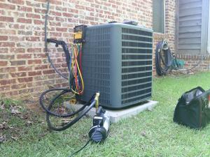 outdoor ac unit getting repair work done